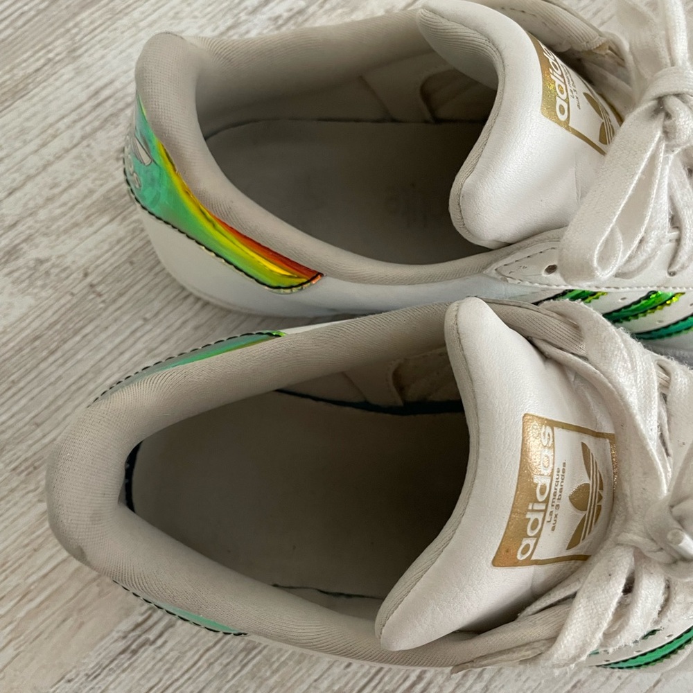 adidas Kids White Sneakers with Multicolor Stripes - Picture 12 of 13